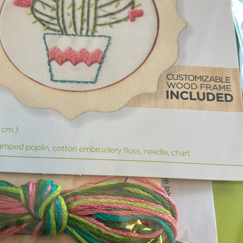 💕 Bucilla My 1st Stitch Cactus Embroidery Kit With Pink and Green Threads New - Picture 8 of 10